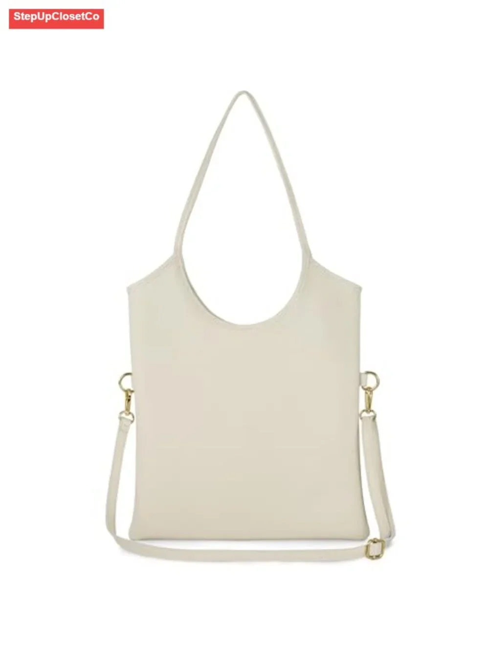 Italian Leather Vertical Tote Bag with Zipper & Adjustable Strap